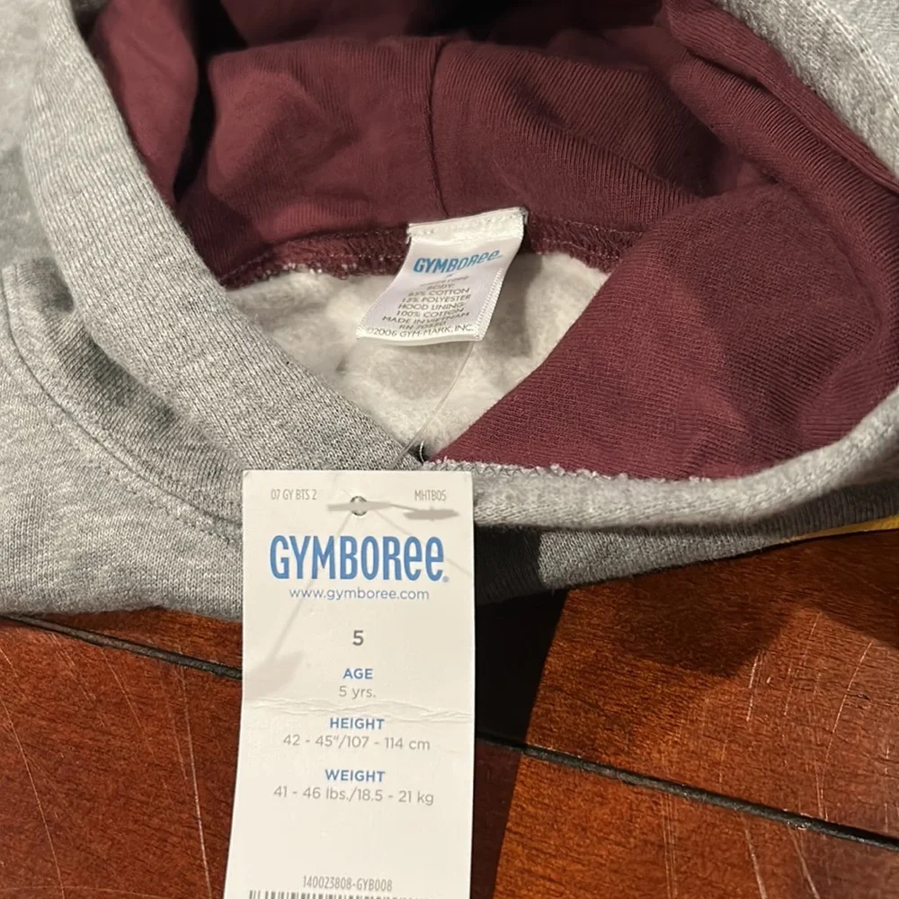 NWT Gymboree Varsity Football Bear Valley Football Hooded Sweatshirt Size 5 2007